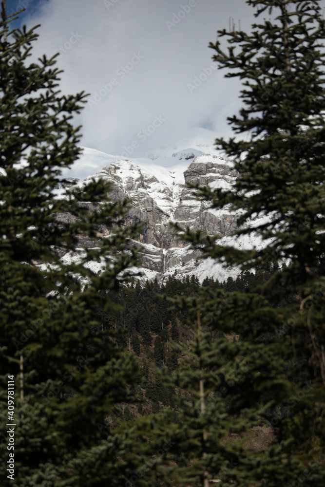 mountain high  top snow winter in tzoumerka greece