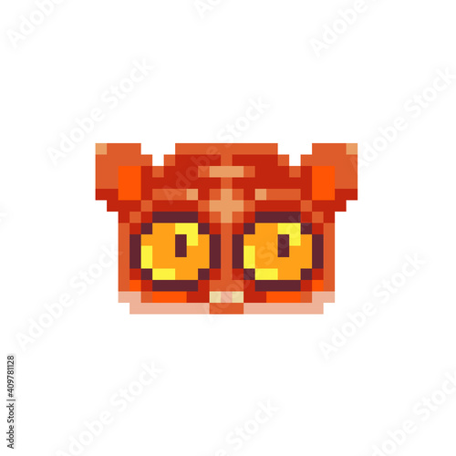 Lemur head. Pixel art icon. Stickers design. Isolated vector illustration.