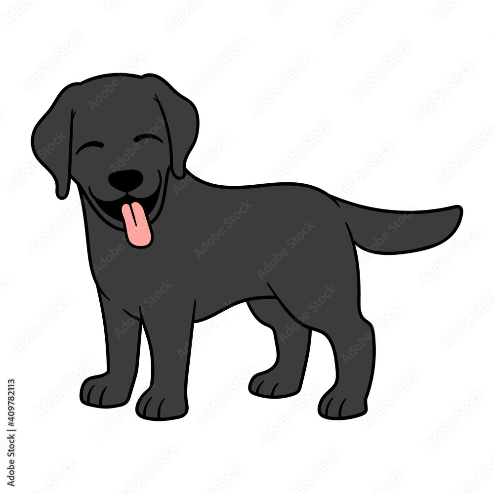 Fototapeta premium Vector Black Labrador Retriever Illustration