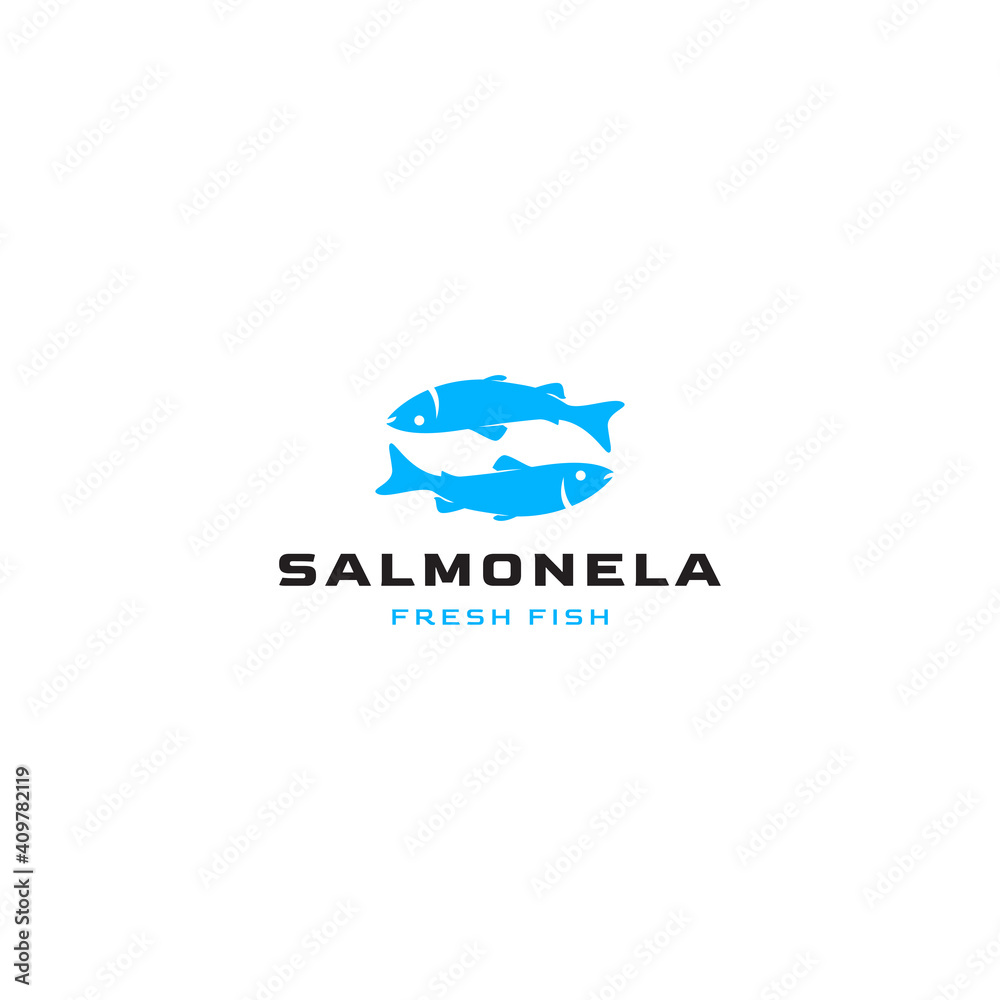 Twin Salmon fish logo design