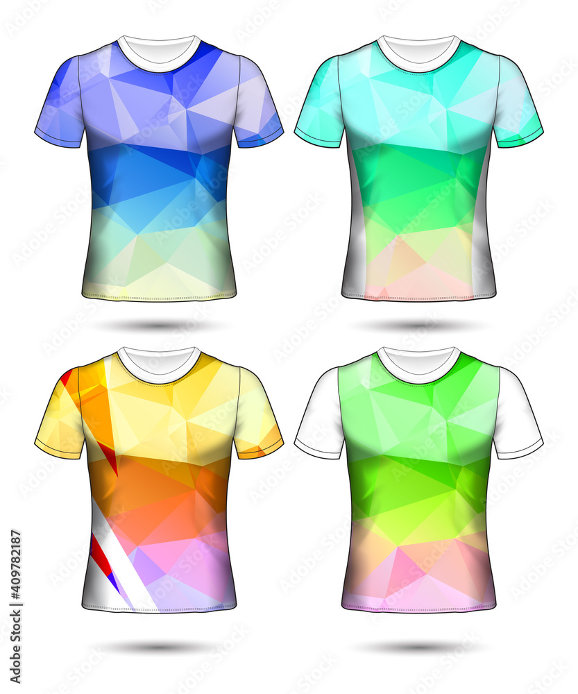 t-shirt templates abstract geometric collection of different colors polygonal mosaic t-shirt templates abstract geometric collection of different colors polygonal mosaic