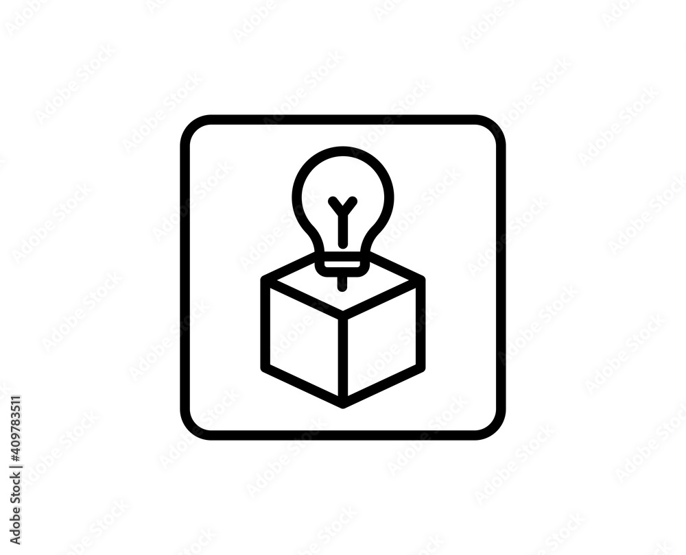 Line Creative box icon isolated on white background. Outline symbol for website design, mobile application, ui. Creative box pictogram. Vector illustration, editorial stroke. Eps10 Line Creative box icon isolated on white background. Outline symbol for website design, mobile application, ui. Creative box pictogram. Vector illustration, editorial stroke. Eps10