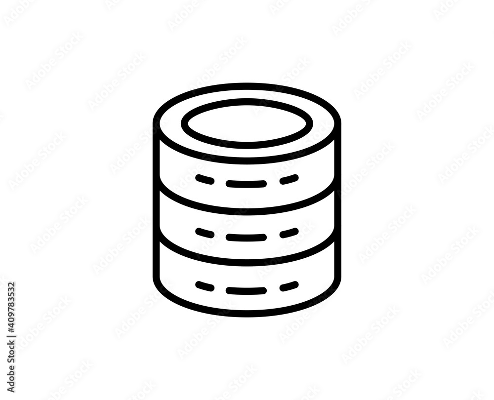Database flat icon. Single high quality outline symbol for web design or mobile app. Database thin line signs for design logo, visit card, etc. Outline pictogram EPS10 Database flat icon. Single high quality outline symbol for web design or mobile app. Database thin line signs for design logo, visit card, etc. Outline pictogram EPS10