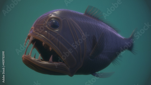 Deep Sea Viperfish, 3D rendered photo