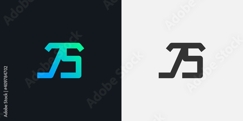 Abstract Initial Letter J and S Logo. JS logo with Blue Gradient. Usable for Business and Technology Logos. Flat Vector Logo Design Template Element.