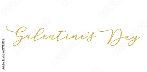 Galentine's Day party handwritten calligraphy vector quote with golden glitter particles