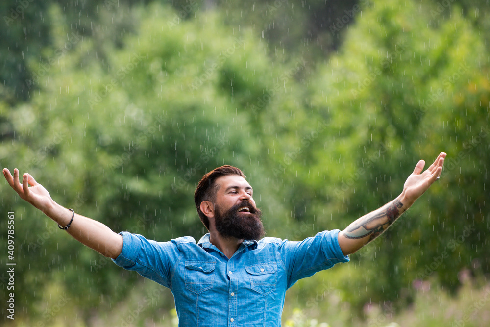 Raining time. Autumn concept. Man under rain. Raining time. Autumn concept. Man under rain.