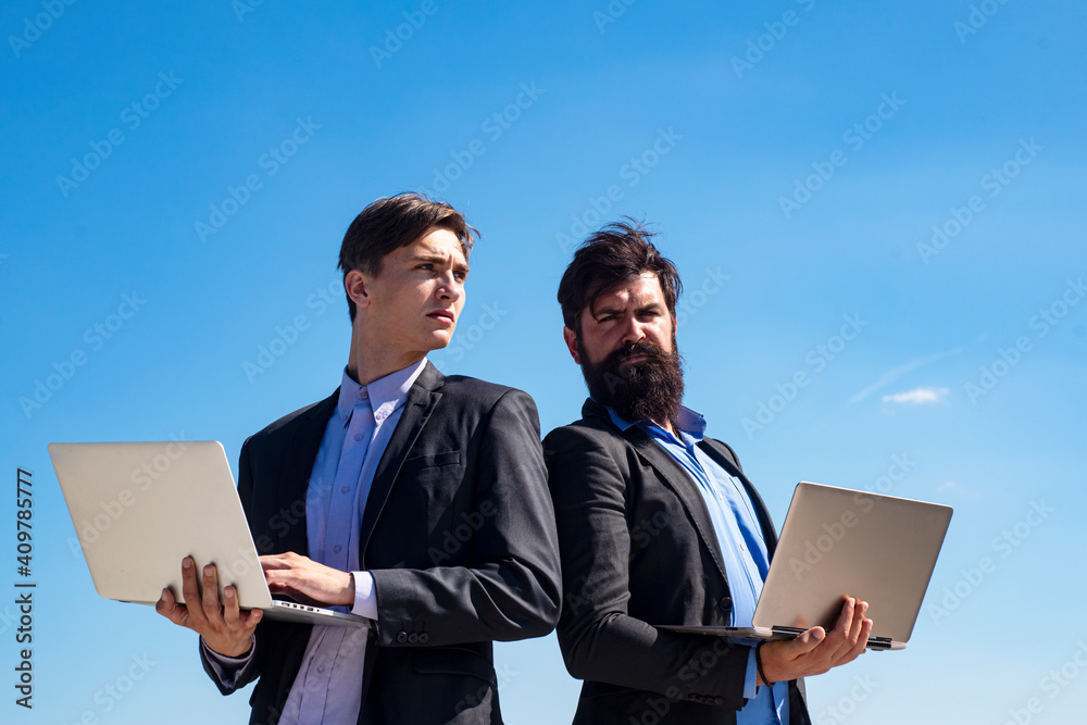 Coworkers. Business teamwork concept. Team with laptop. Business people. Businessman working together.