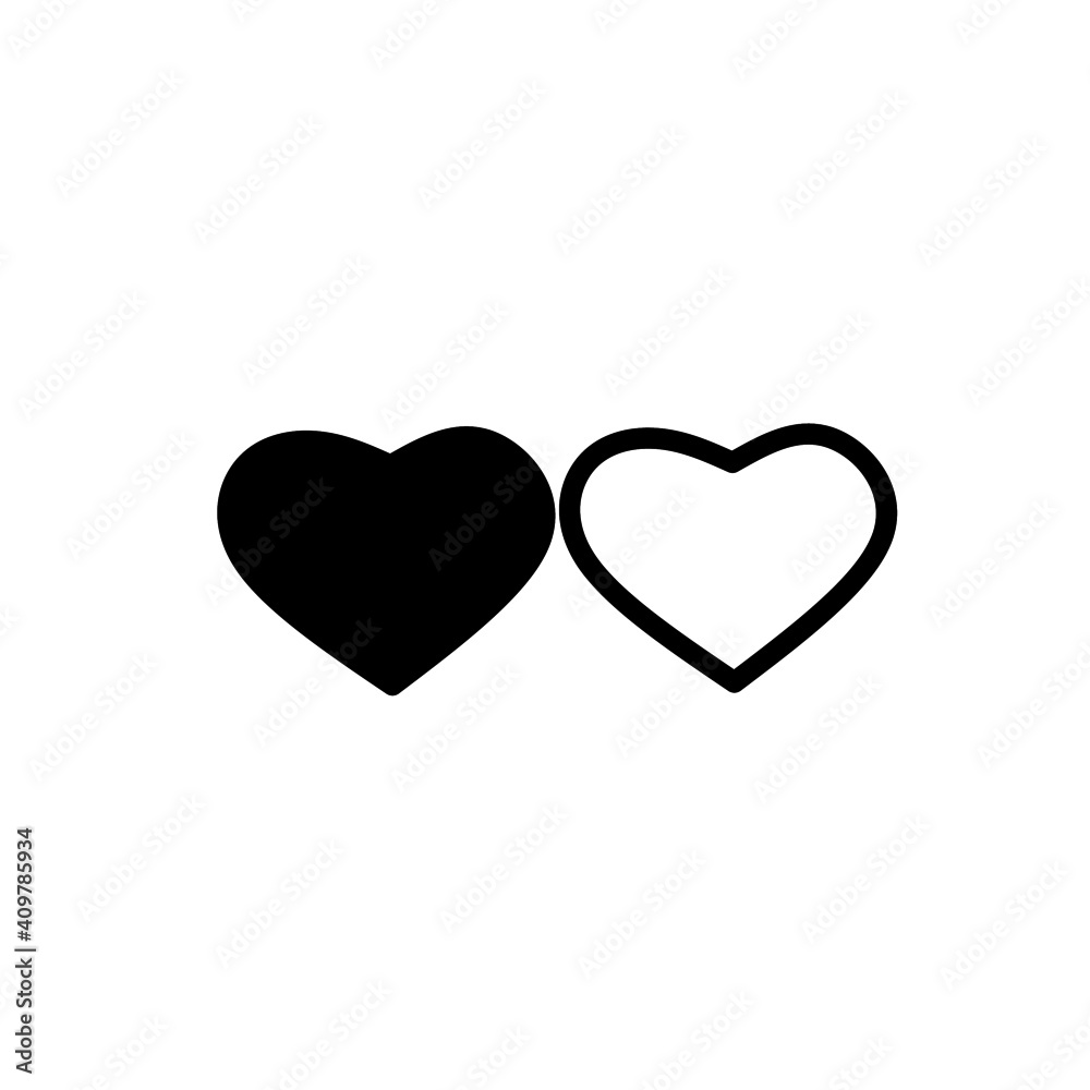 Vector illustration of  black and white love icon
