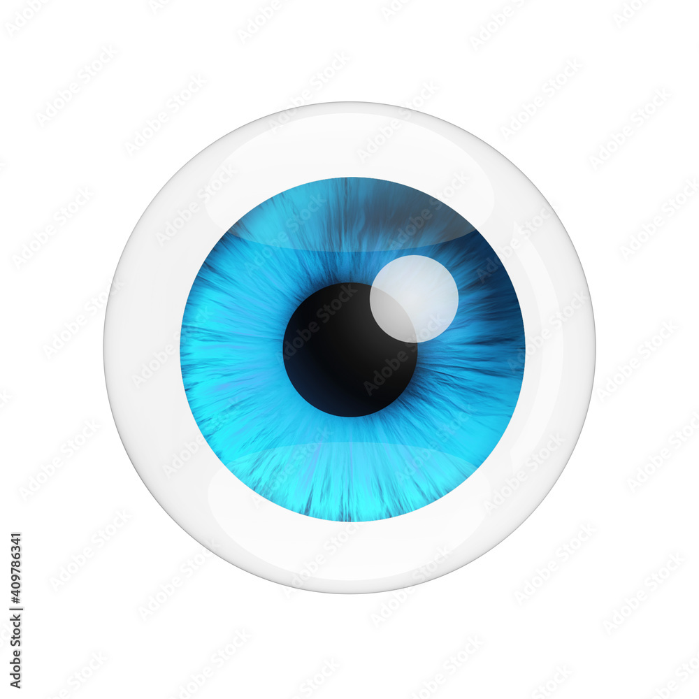Realistic Human Blue Eye with Reflections. 3d Rendering Realistic Human Blue Eye with Reflections. 3d Rendering