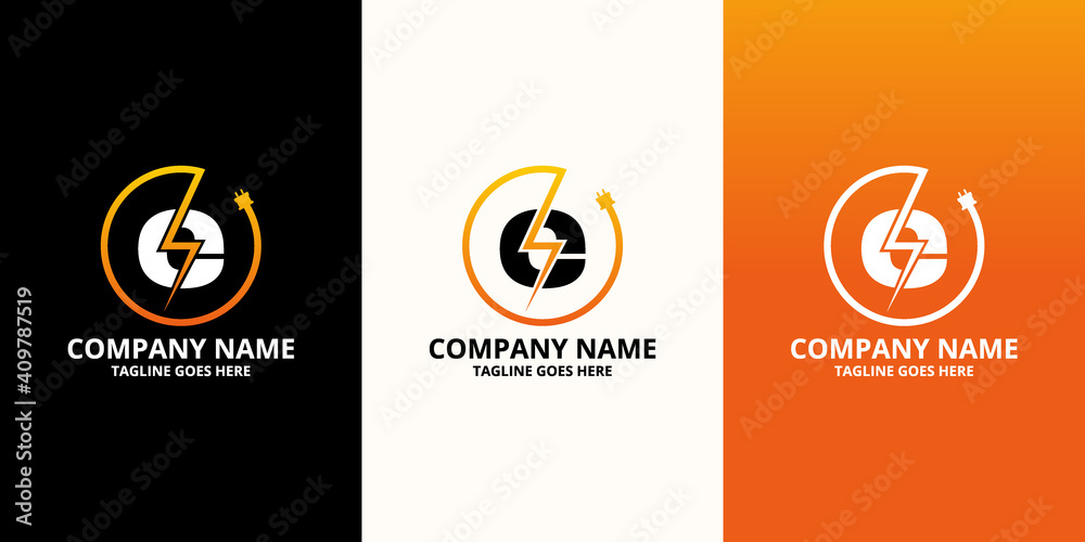 Vetor de Flash initial letter e Logo Icon Template. Illustration vector ...