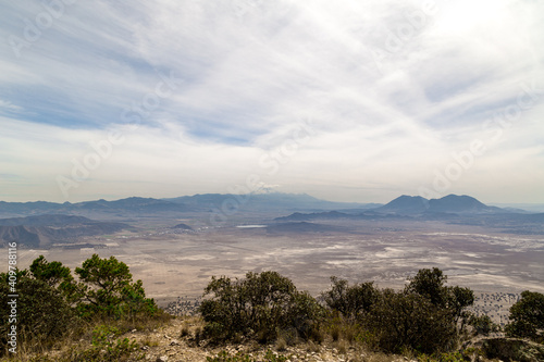 The volcano pico de orizaba and lake alchichica in puebla Mexico photo