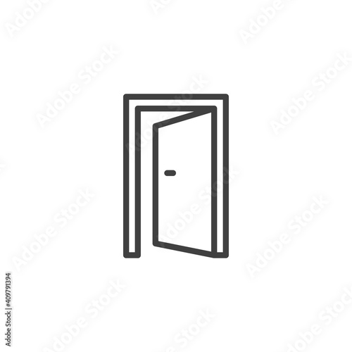 Exit door line icon. linear style sign for mobile concept and web design. Open door, entrance outline vector icon. Symbol, logo illustration. Vector graphics