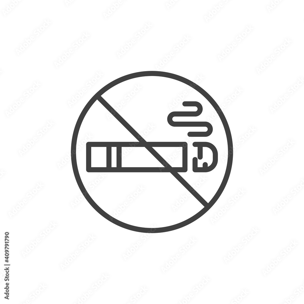 No smoking sign line icon. linear style sign for mobile concept and web design. No smoking ban outline vector icon. Symbol, logo illustration. Vector graphics No smoking sign line icon. linear style sign for mobile concept and web design. No smoking ban outline vector icon. Symbol, logo illustration. Vector graphics