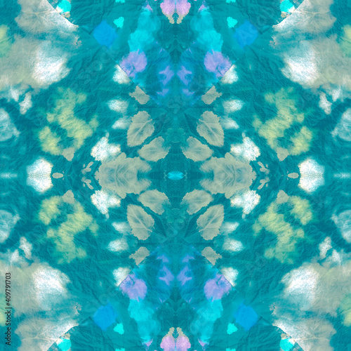 Ornamental Breeze Color Dirty Art Painting. Teal