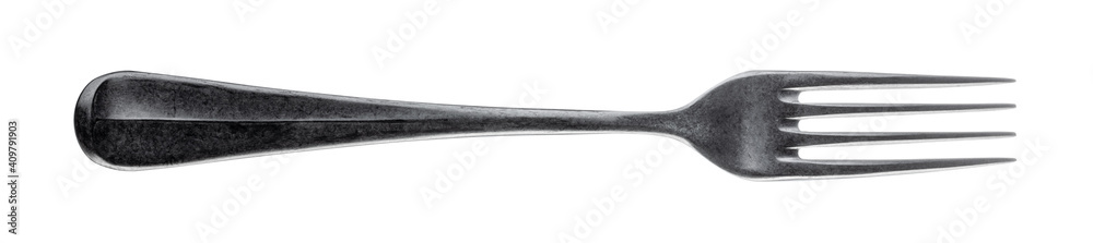 Silver fork isolated on white background close up Silver fork isolated on white background close up