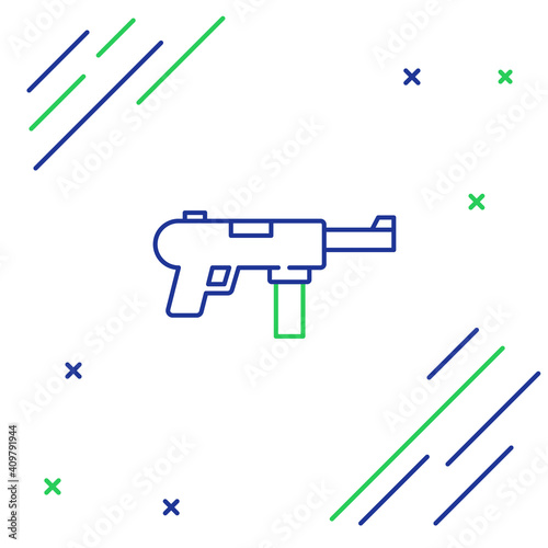 Line Submachine gun M3, Grease gun icon isolated on white background. Colorful outline concept. Vector.
