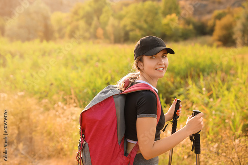 Young female tourist in cou...