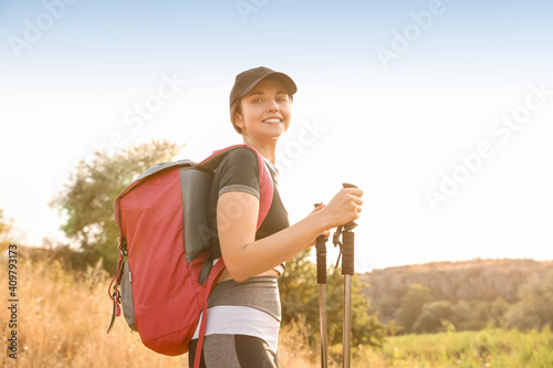 Young female tourist in cou...