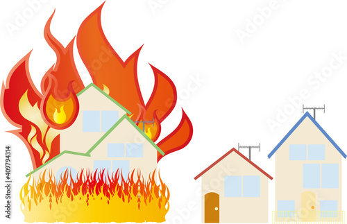 住宅火災の家と隣り合う家 photo