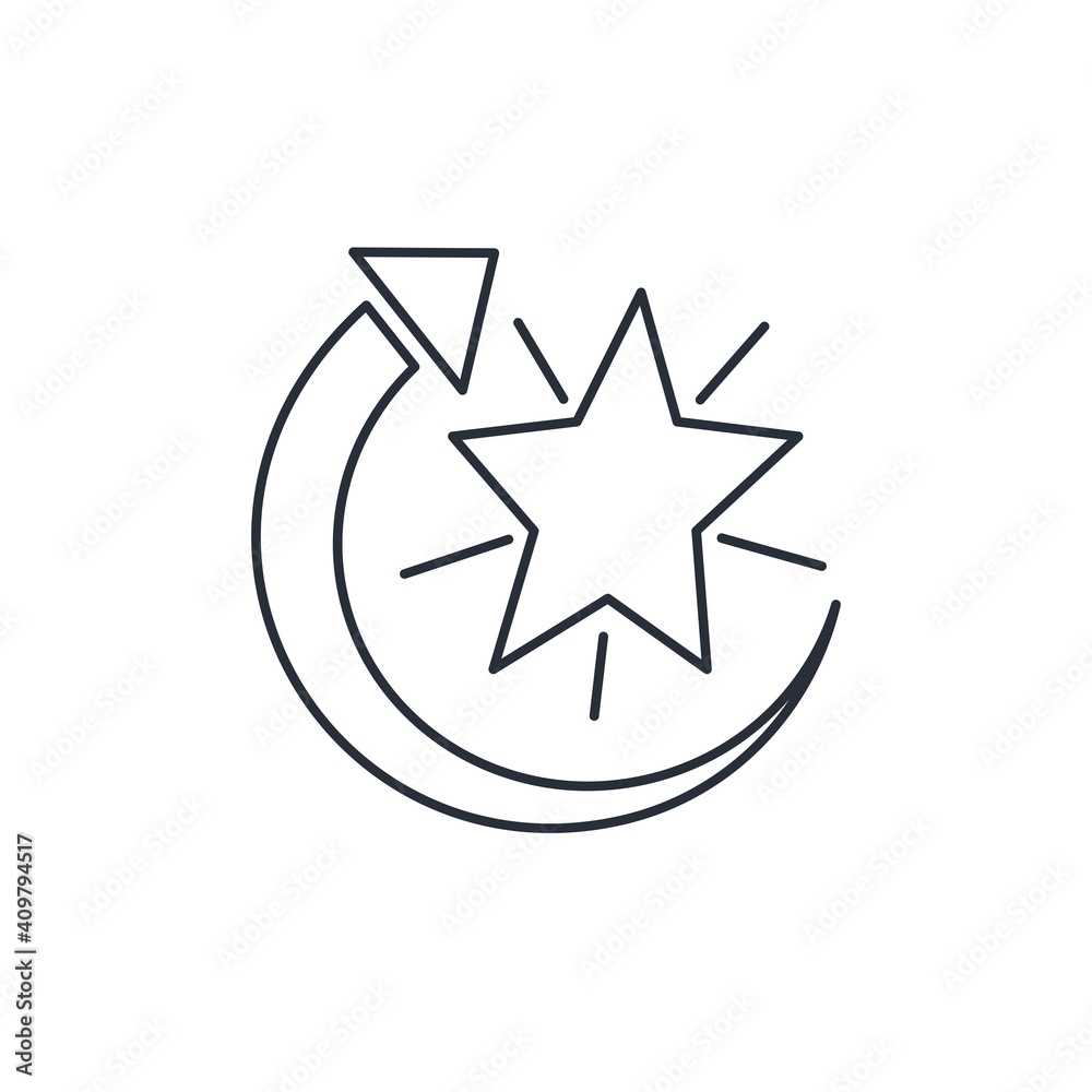 Speed arrow and star. Fast execution. Vector linear icon isolated on white background. Speed arrow and star. Fast execution. Vector linear icon isolated on white background.