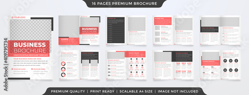 bifold brochure layout template design with clean style and minimalist concept use for business proposal and annual report
