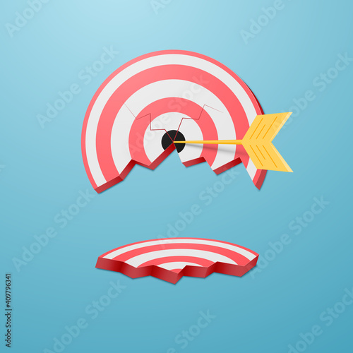 The concept of achieving the wrong goal in the form of a destroyed target. Vector illustration.