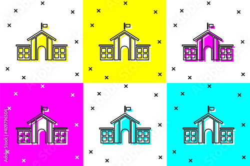 Set United States Capitol Congress icon isolated on color background. Washington DC, USA. Vector.