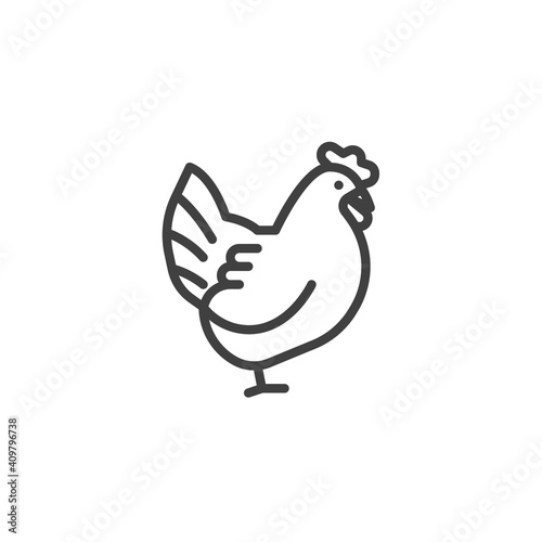 Chicken line icon. linear style sign for mobile concept and web design. Easter chicken outline vector icon. Symbol, logo illustration. Vector graphics