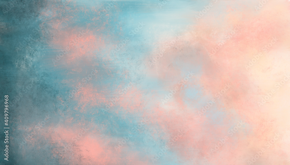 Grunge watercolor background-painting in blue and pink shades.