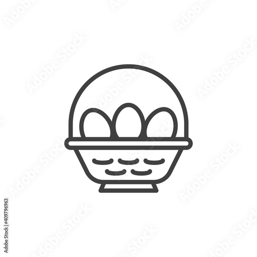 Easter basket with eggs line icon. linear style sign for mobile concept and web design. Easter eggs in the basket outline vector icon. Symbol, logo illustration. Vector graphics