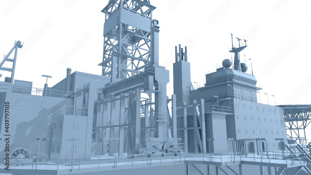 Obraz premium Offshore Oil Rig, 3D rendered
