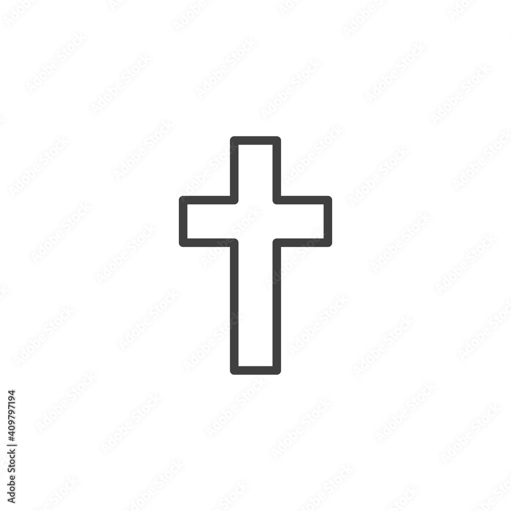 Religion cross line icon. linear style sign for mobile concept and web design. Christian cross outline vector icon. Symbol, logo illustration. Vector graphics Religion cross line icon. linear style sign for mobile concept and web design. Christian cross outline vector icon. Symbol, logo illustration. Vector graphics