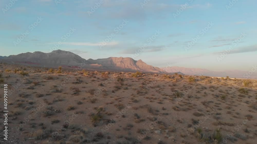 Headed west. Sunset desert trail. 4K Drone. Las Vegas, NV Headed west. Sunset desert trail. 4K Drone. Las Vegas, NV