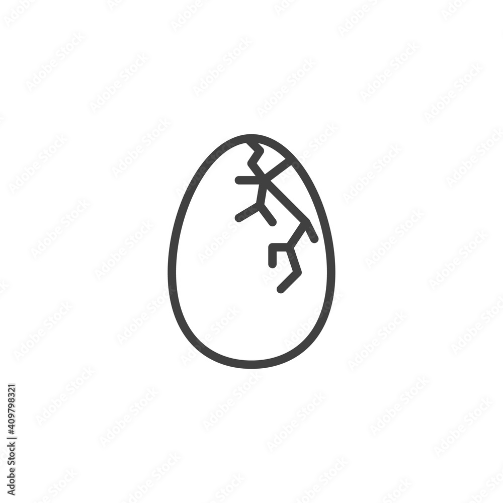 Obraz premium Cracked egg line icon. linear style sign for mobile concept and web design. Cracked eggshell outline vector icon. Symbol, logo illustration. Vector graphics