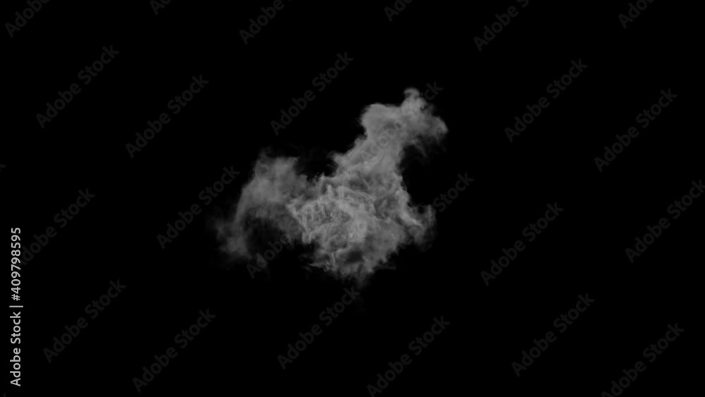 Abstract white smoke in slow motion. Smoke, Cloud of cold fog in light spot background. Light, white, fog, cloud, black background, 4k, ice smoke cloud. Floating fog.