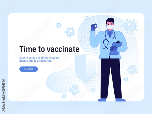 Vector landing page of Time to Vaccinate concept
