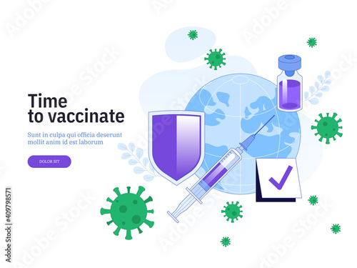 Vector landing page of Time to Vaccinate concept