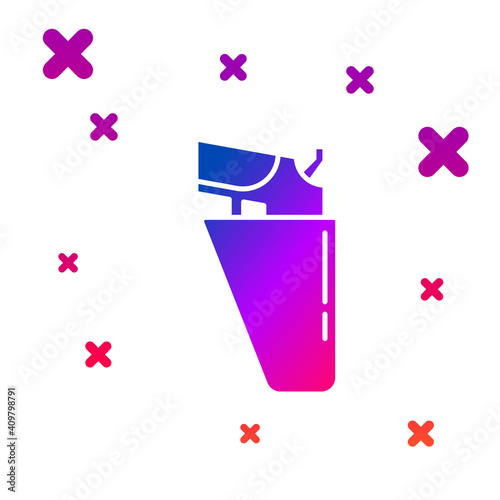 Color Revolver gun in holster icon isolated on white background. Gradient random dynamic shapes. Vector.