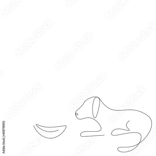Cute dog on white background, vector illustration