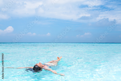 Woman on holidays in Maldives