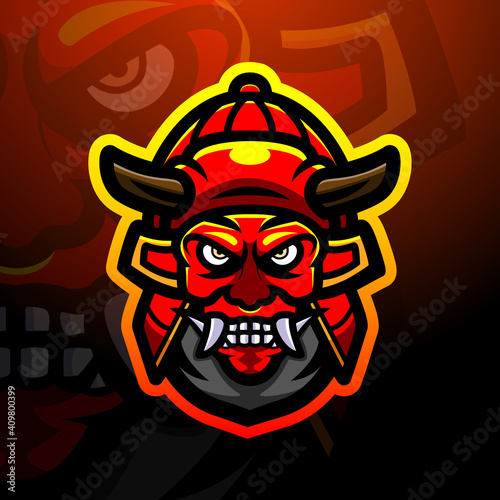 Oni head mascot esport logo design