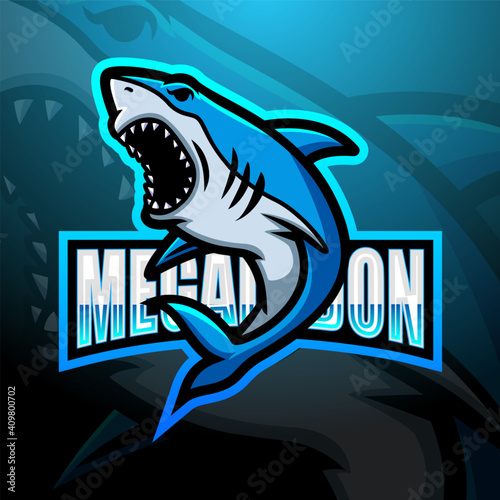 Megalodon mascot esport logo design