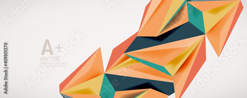 Vector triangle geometric backgrounds. Low poly 3d shape on light backdrop. Vector illustration for covers  banners  flyers and posters and other designs