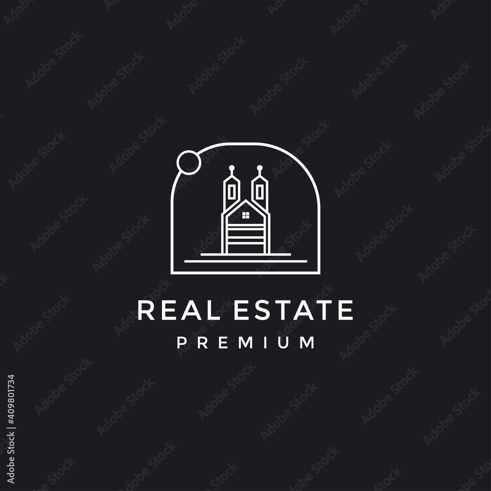 Real Estate Line Logo in black bacround