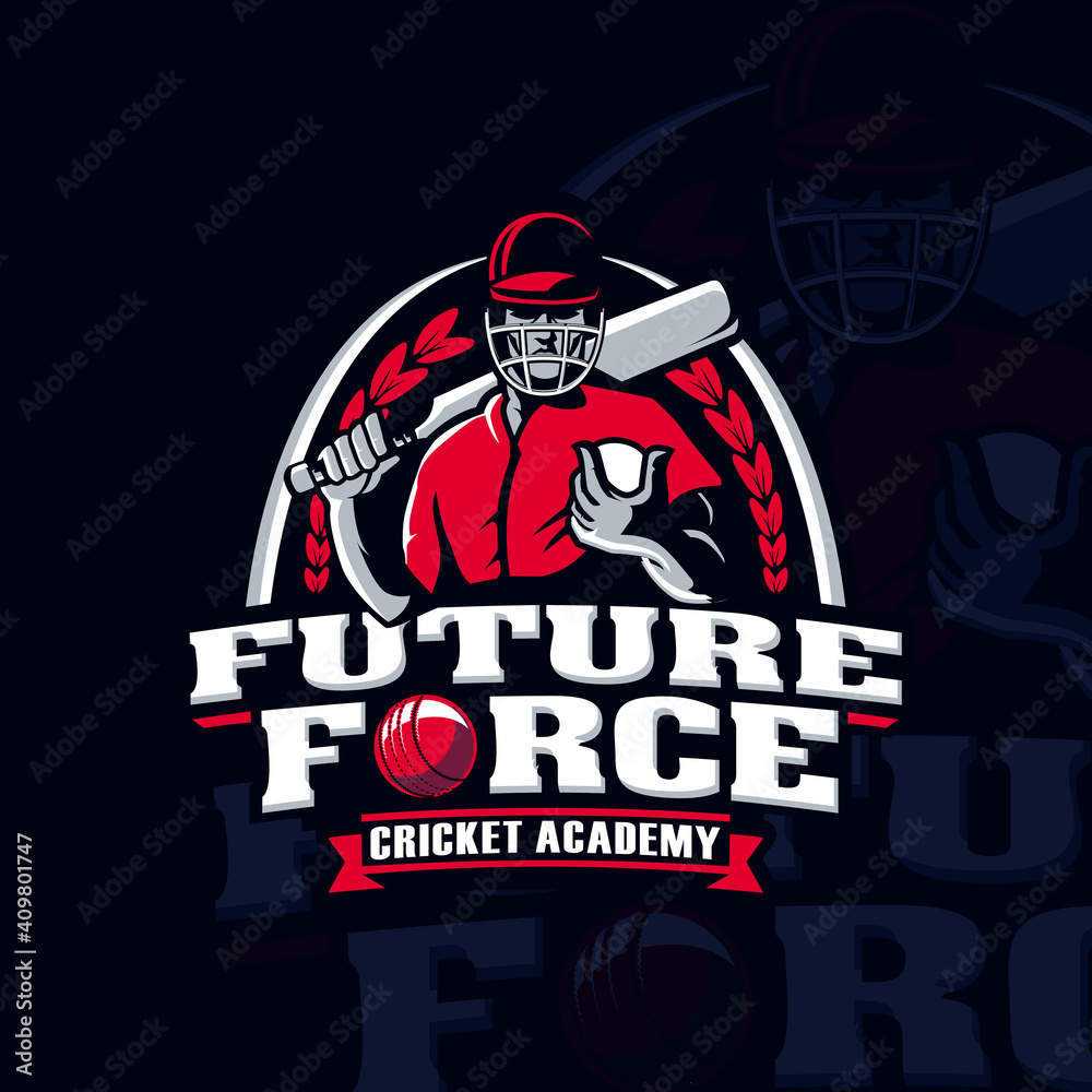 Cricket Academy Sport Player Logo
