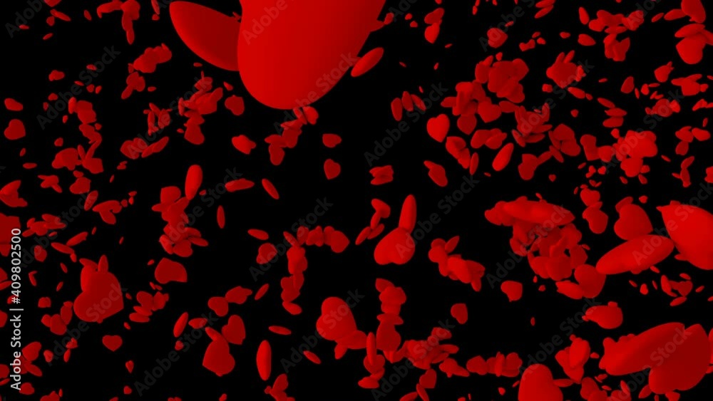 Love hearts.Valentines hearts explosion.Good for love story intro and wedding video. Valentines day presentations and memories.
