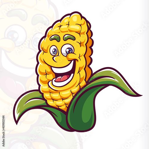 Smile Corn Mascot Cartoon Vector