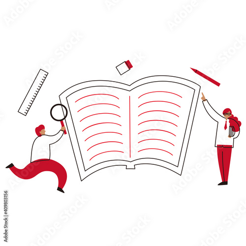 SDGs: Goal 4. Image illustration of 'QUALITY EDUCATION'.  Vector illustration on white background.
