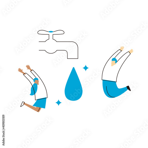 SDGs: Goal 6. Image illustration of 'CLEAN WATER AND SANITATION'.  Vector illustration on white background.